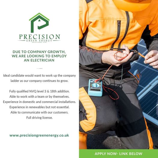 Electrician recruitment โ join the Precision Green Energy team
