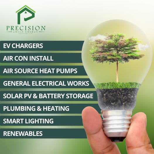 Precision Green Energy services โ EV chargers, heat pumps, solar PV, plumbing, heating and electrical work